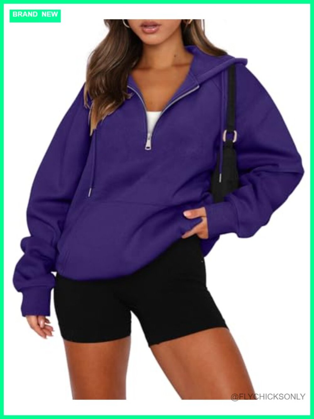 Half Zip Up Pullover Hoodie Oversized Y2K Sweatshirt Polyester Cotton